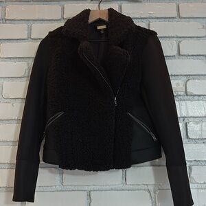 Greylin womens fur zip up coat